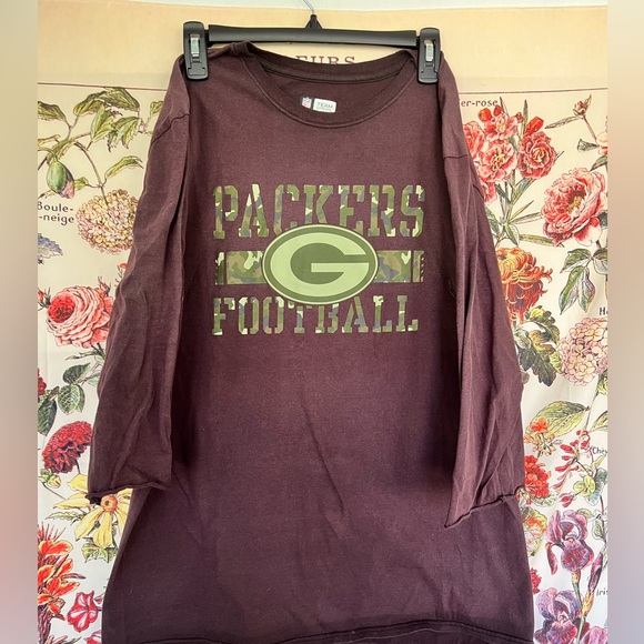 Green Bay Packers NFL team shirt with camouflage logo. Size large. 3/4 sleeves - Picture 3 of 6